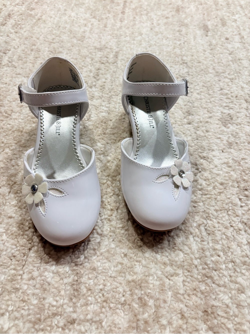 Girls White Floral Mary Jane Dress Shoes